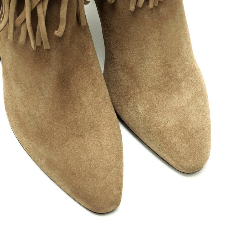 SAINT LAURENT PARIS boots 441319 Suede Brown Women 37.5