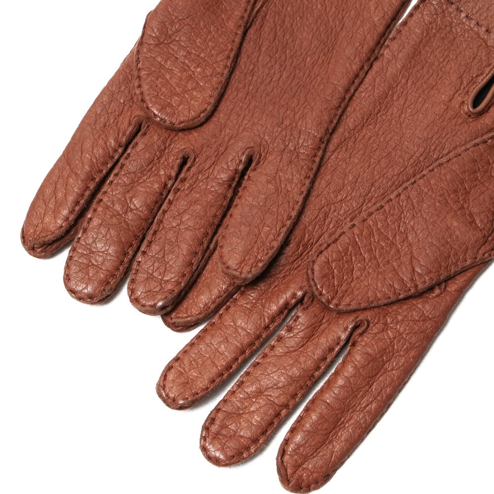HERMES Glove leather Brown 8