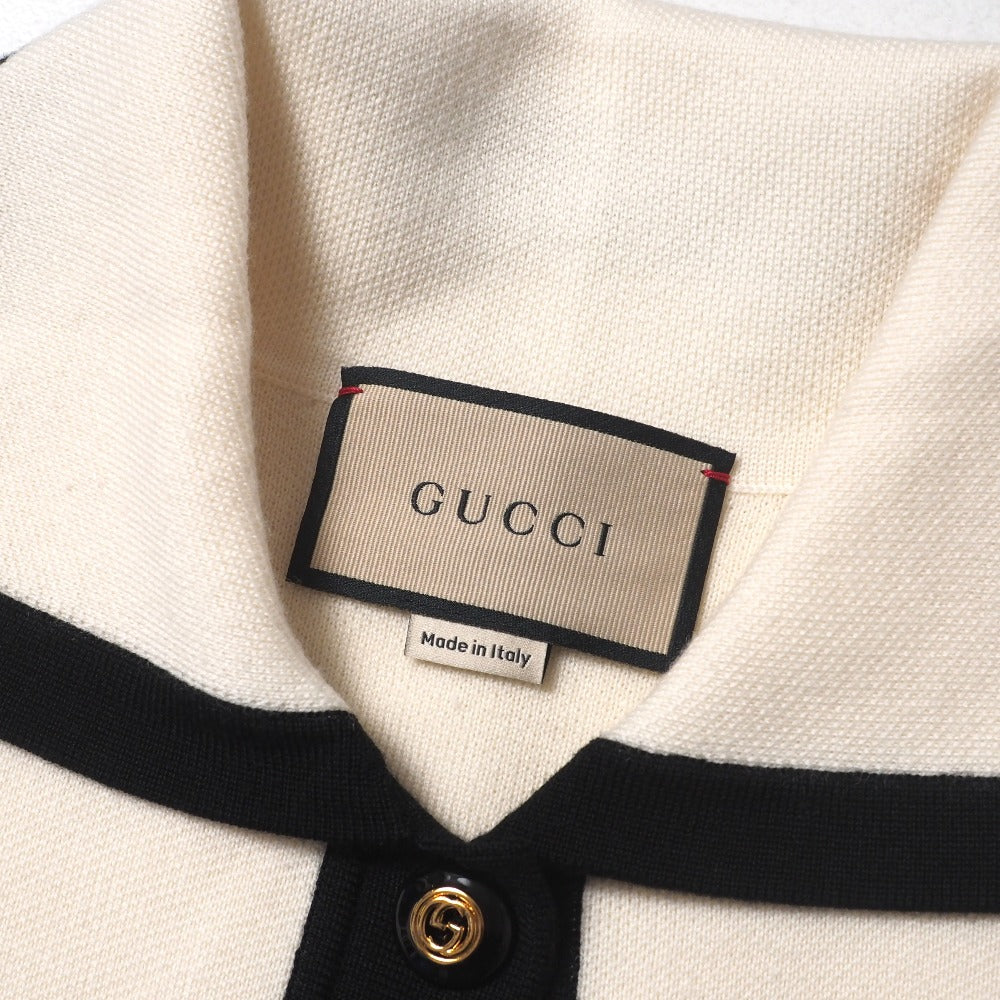 GUCCI cardigan 681307 XKB7S wool Ivory Black Gold Women S