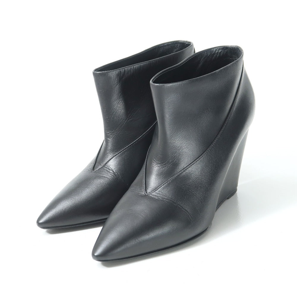 HERMES boots leather black Women 36