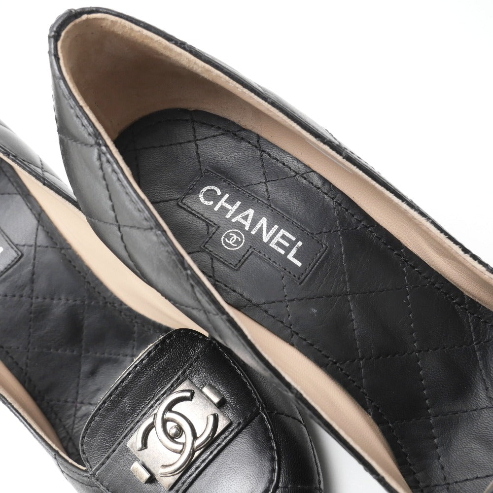 CHANEL pumps leather Black Silver type Women 36 C