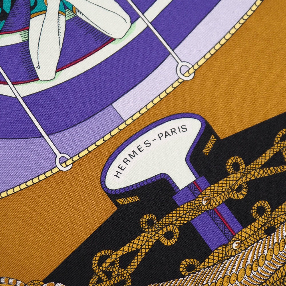 HERMES scarf Twill Black multicolor Carre90 circus circus