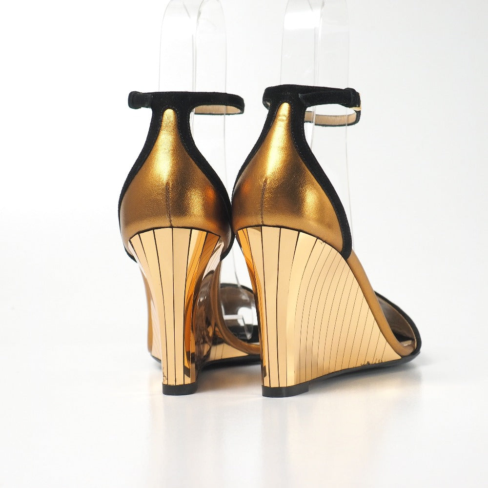 GUCCI Sandals Suede Gold black 37