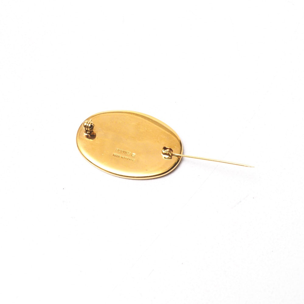 HERMES Brooch Black Red Blue Gold