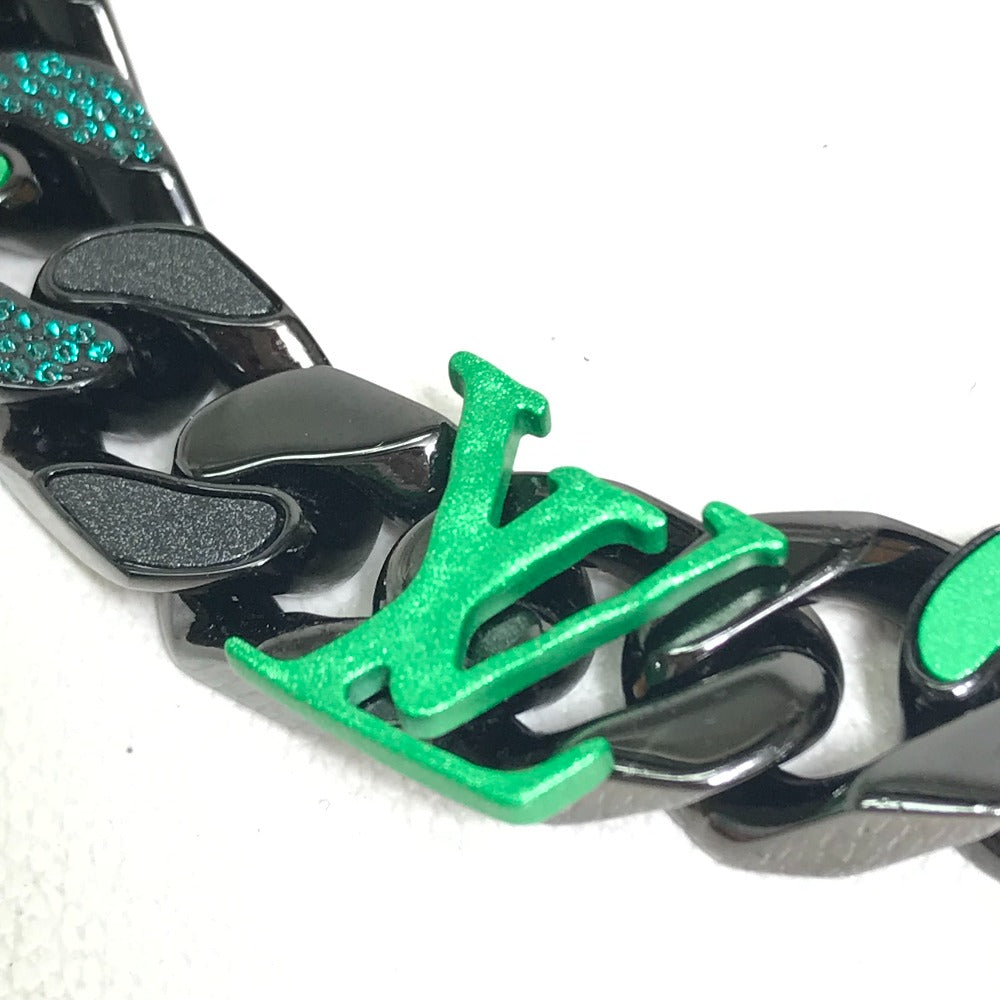 LOUIS VUITTON Necklace MP2853 metal Black / green LV Collier Chain Links Patches