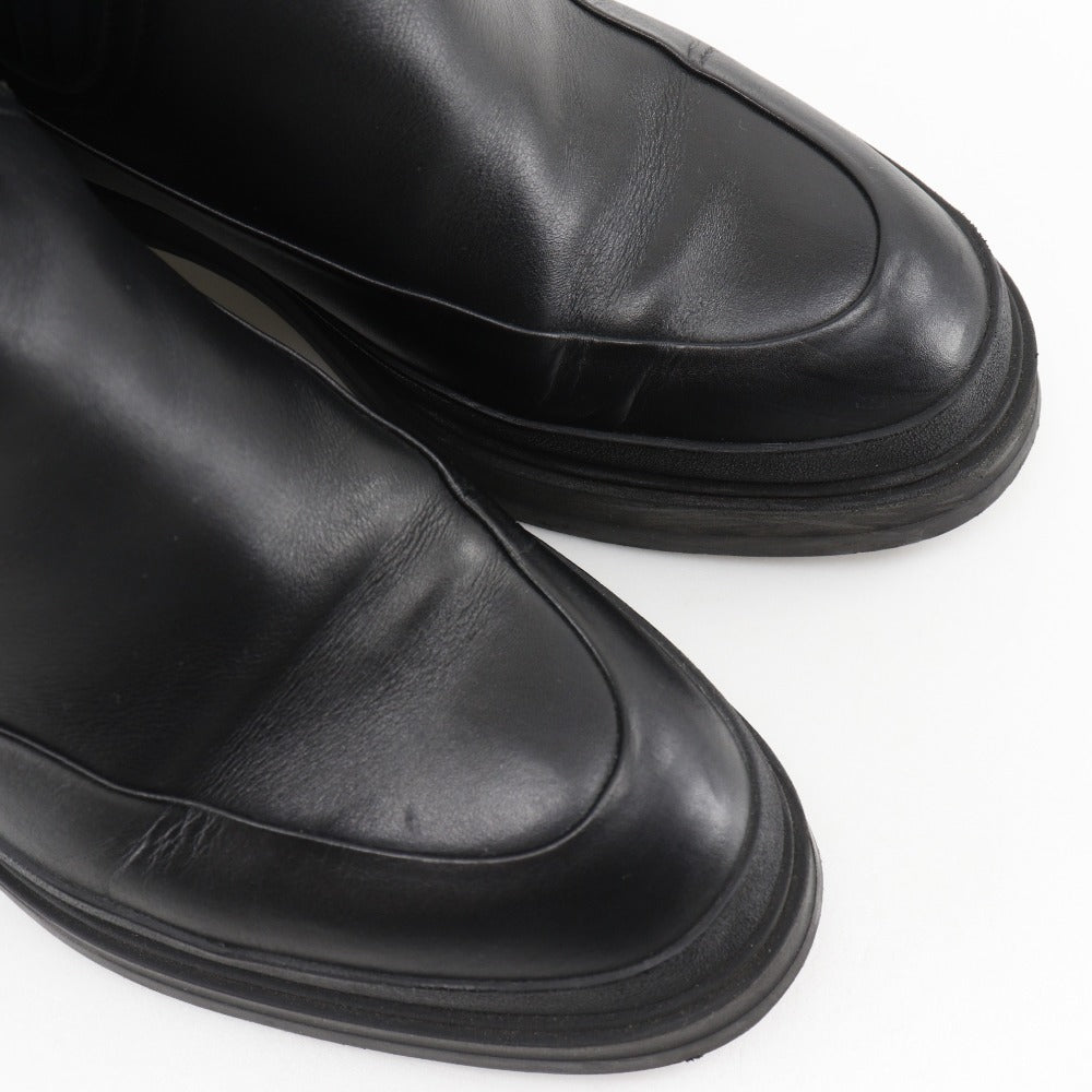 HERMES boots 192095Z Calfskin black VADROUILLE Vandal Ribbed ankle short boots Women 35