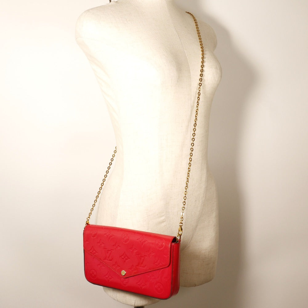 LOUIS VUITTON Shoulder Bag M61787 Monogram Vernis pink Chain wallet Pochette wallet Felice Women