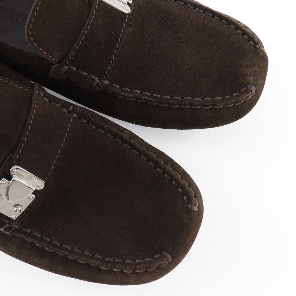 LOUIS VUITTON loafers Suede Brown Driving shoes unisex(Unisex) 6
