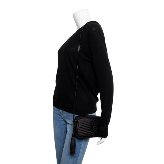 Saint Laurent 2020 Black Grain de Poudre Matelasse Mini Lou Camera Bag