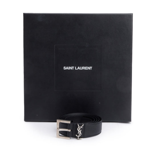 Saint Laurent 2020 Calfskin Leather Square Buckle Cassandre Belt 100
