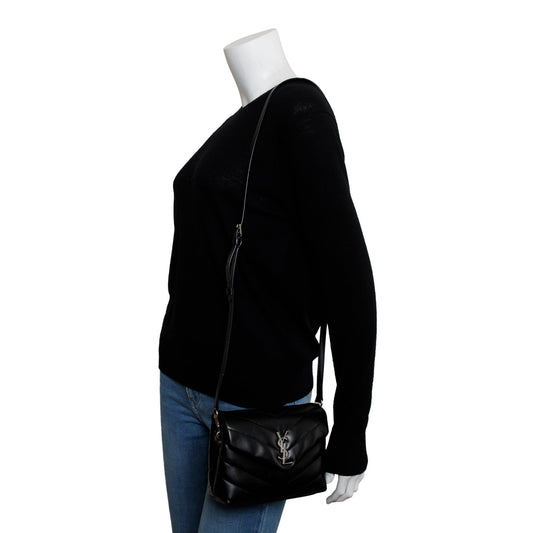 Saint Laurent 2023 Black Monogram Matelasse Toy Loulou Crossbody Bag