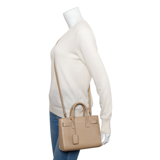 Saint Laurent Beige Grained Leather Nano Sac De Jour