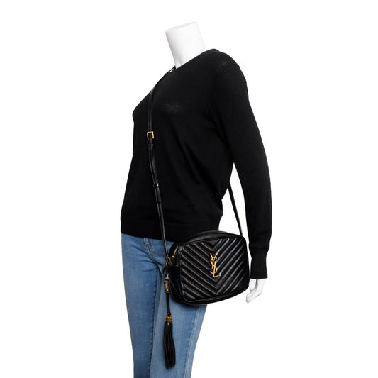 Saint Laurent Black Calfskin Leather Lou Camera Bag