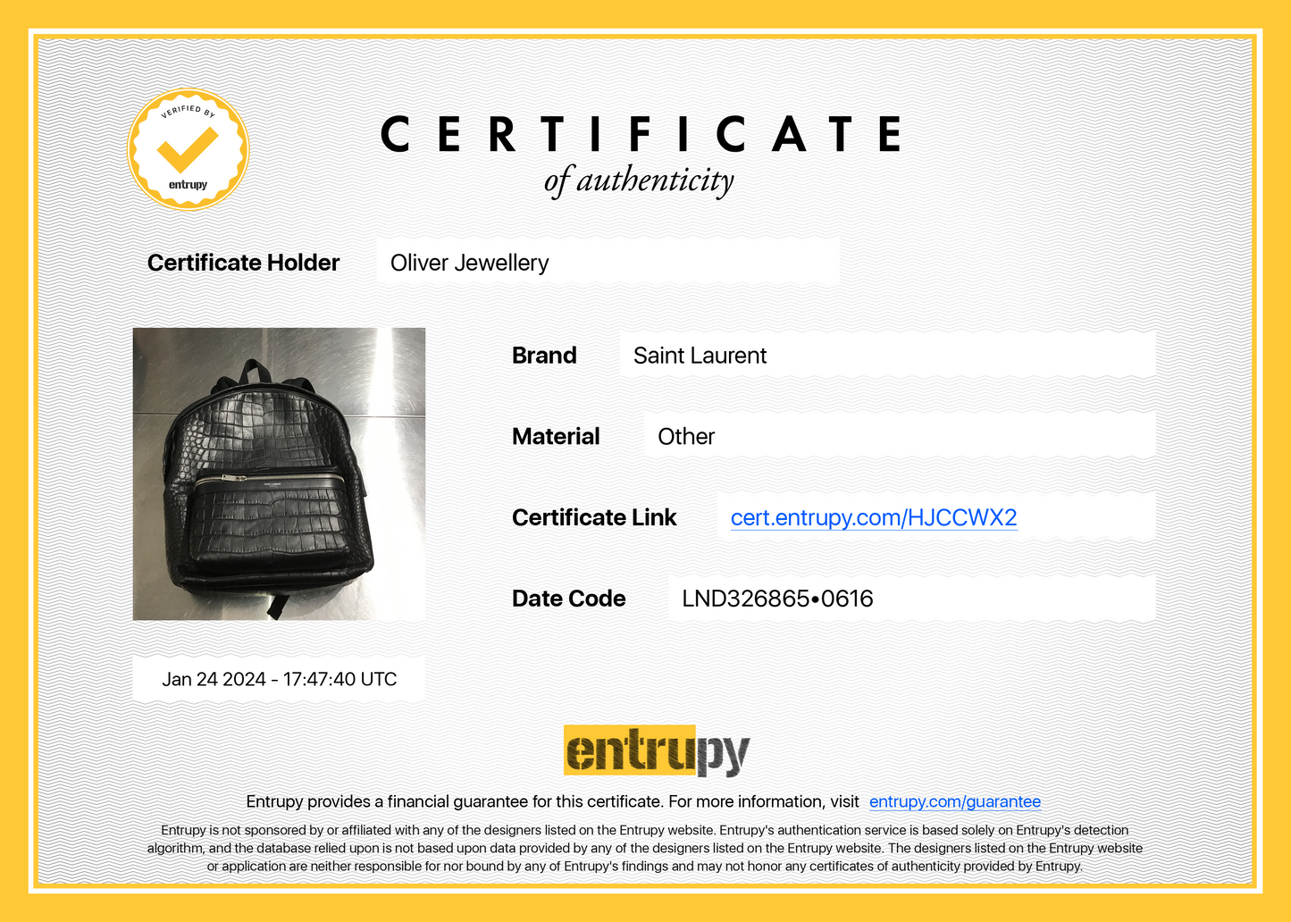 Saint Laurent Black Crocodile-Embossed Calfskin Leather City Backpack