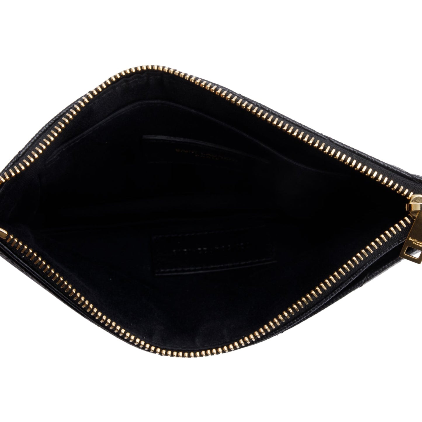 Saint Laurent Black Grain De Poudre Embossed Leather Cassandre Matelasse Zipped Pouch