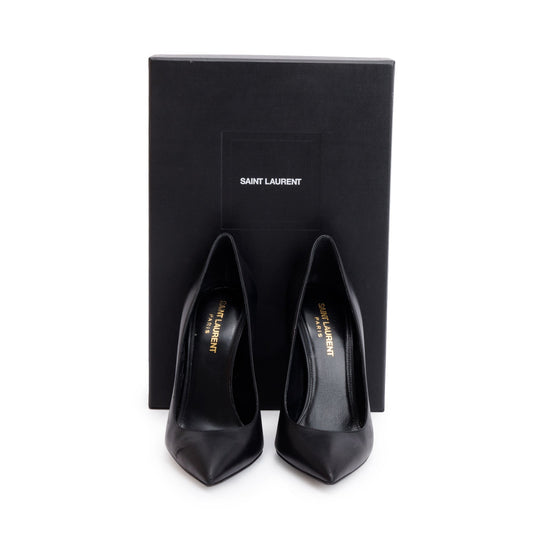 Saint Laurent Black Leather Opyum Pumps, Size 37