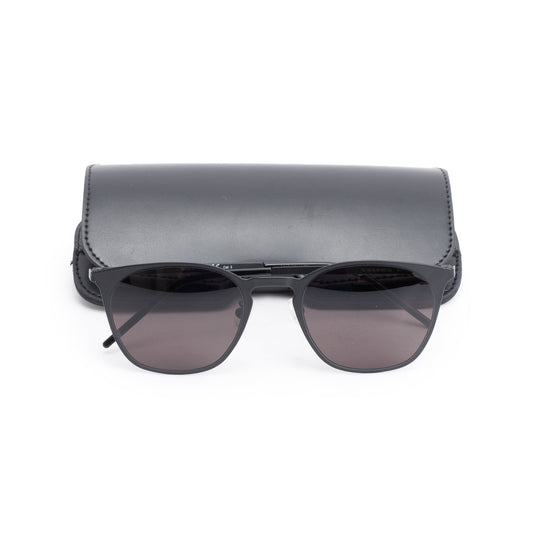 Saint Laurent Black Metal SL 28 Slim Metal Sunglasses