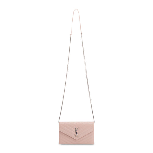 Saint Laurent Cassandre Matelasse Envelope Chain Wallet
