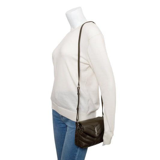 Saint Laurent Green Monogram Matelasse Toy Loulou Crossbody Bag