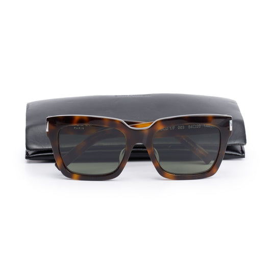 Saint Laurent Havana Acetate Bold 1 003 Square Sunglasses