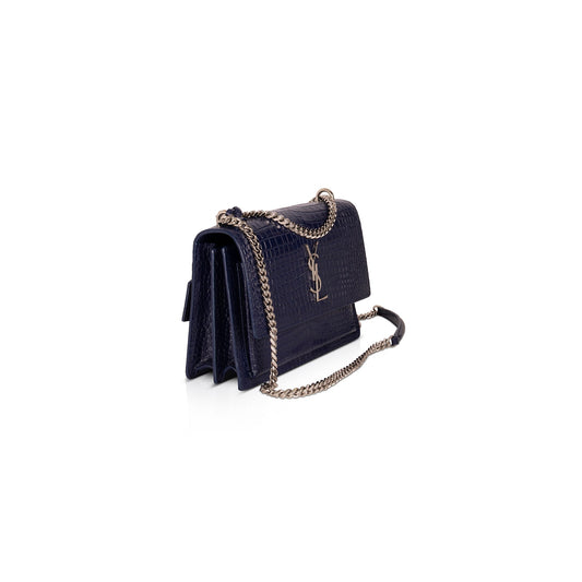 Saint Laurent Medium Crocodile Embossed Sunset Bag
