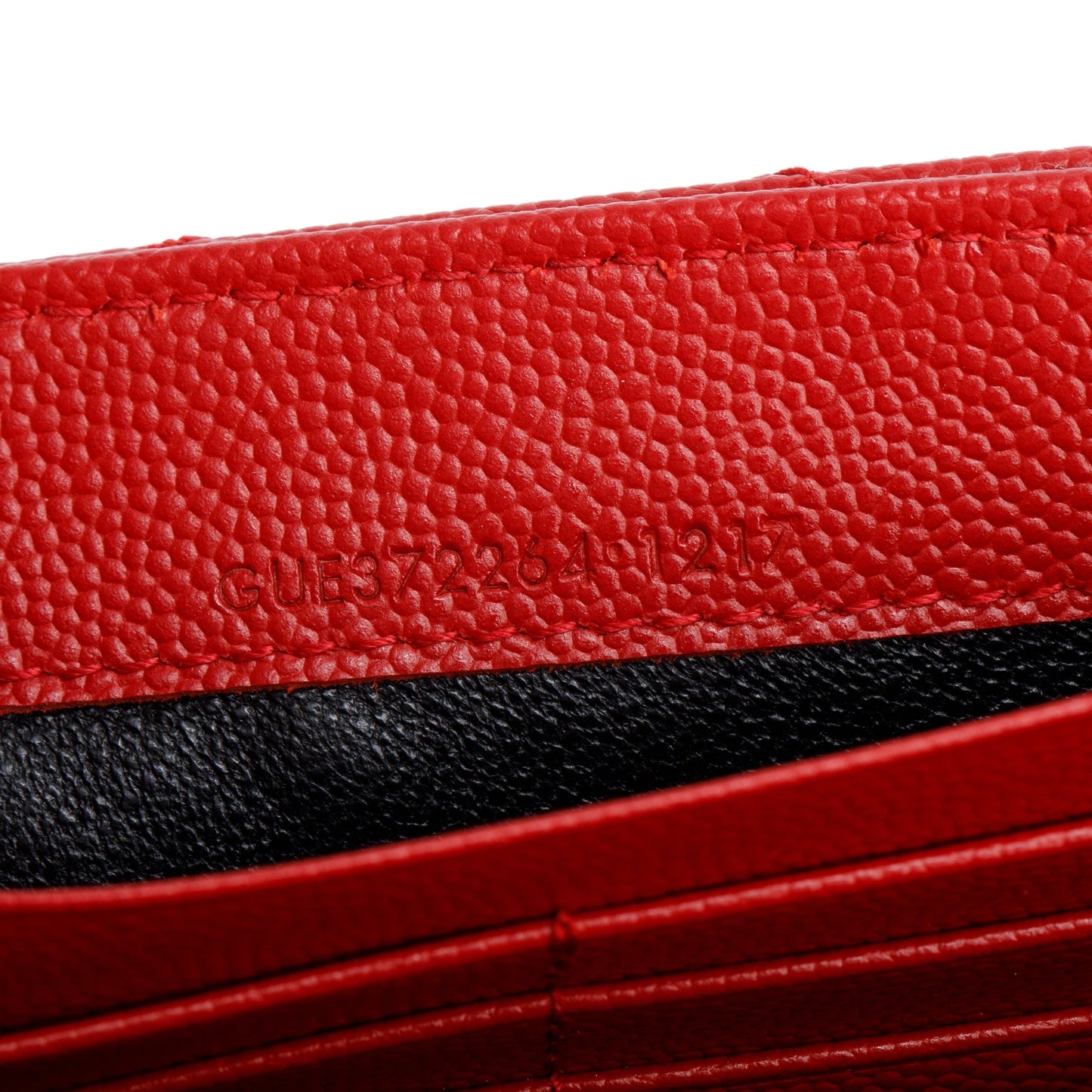 Saint Laurent Red Grain De Poudre Cassandre Matelasse Large Flap Wallet
