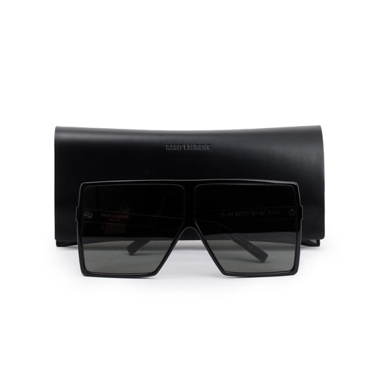 Saint Laurent SL 183 Black Acetate Betty Shield Sunglasses