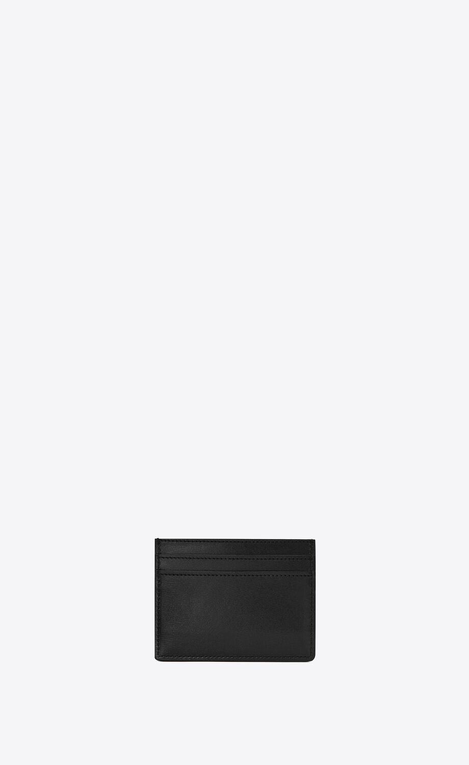 YSL TINY CASSANDRE MONOGRAM SHINY LEATHER CREDIT CARD CASE