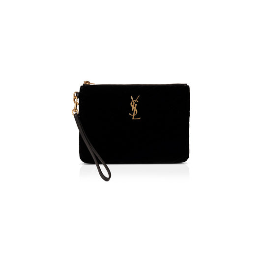 Saint Laurent Velvet Cassandre Wrist Pouch