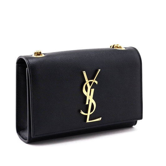 Luxury Saint Laurent Trending 2025 Black Grain de Poudre Small Monogram Kate Chain Bag
