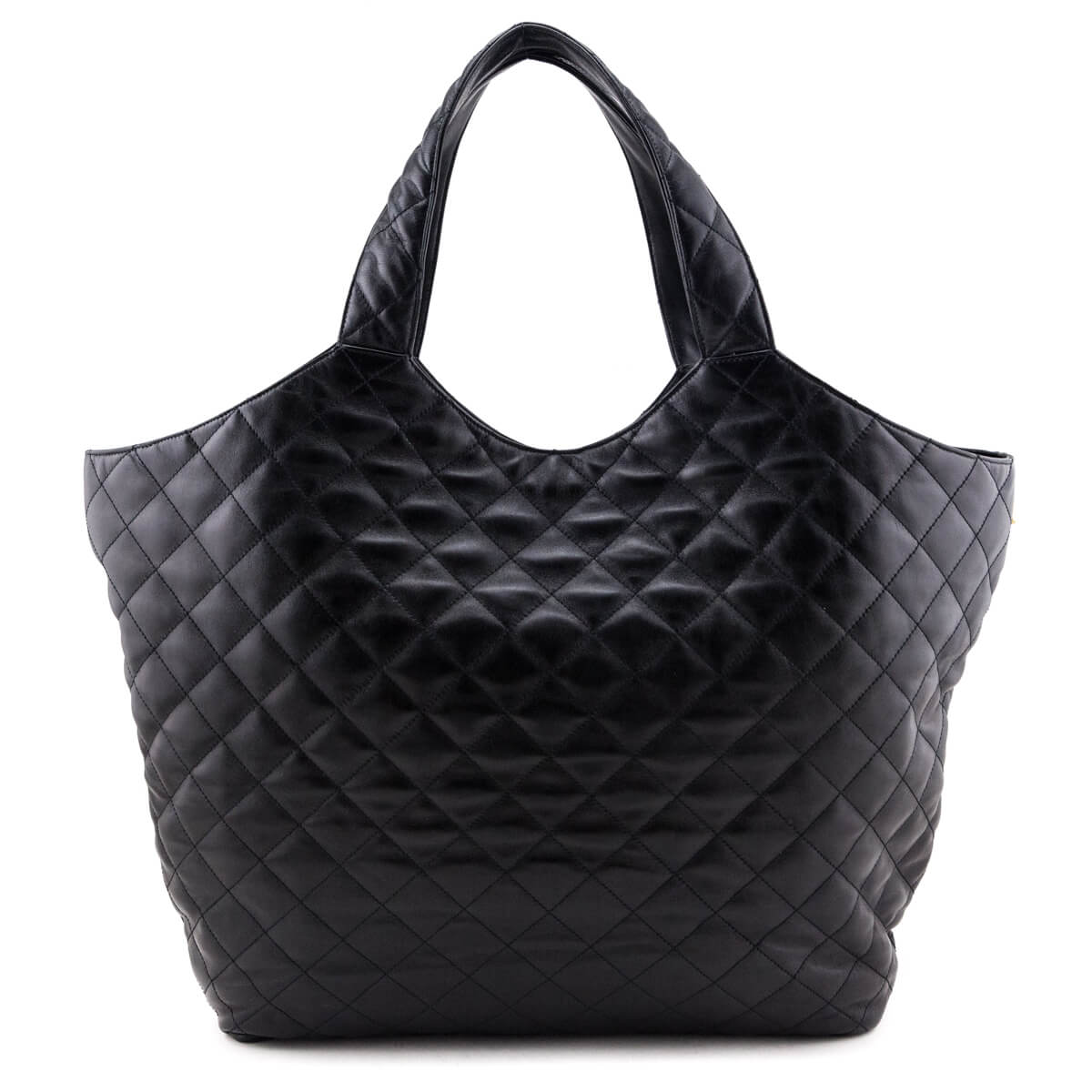 Luxury Saint Laurent Trending 2025 Black Lambskin Quilted Maxi Icare Shopping Tote