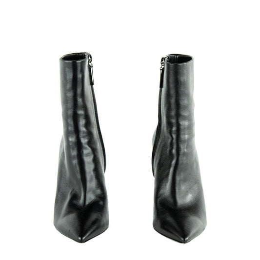 Luxury Saint Laurent Trending 2025 Black Leather Opyum Ankle Boots Size US 6 | EU 36