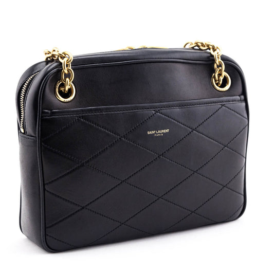 Luxury Saint Laurent Trending 2025 Black Quilted Lambskin Le Maillon Small Chain Bag