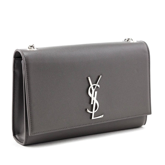 Luxury Saint Laurent Trending 2025 Earth Grey Grain De Poudre Medium Chain Kate Bag
