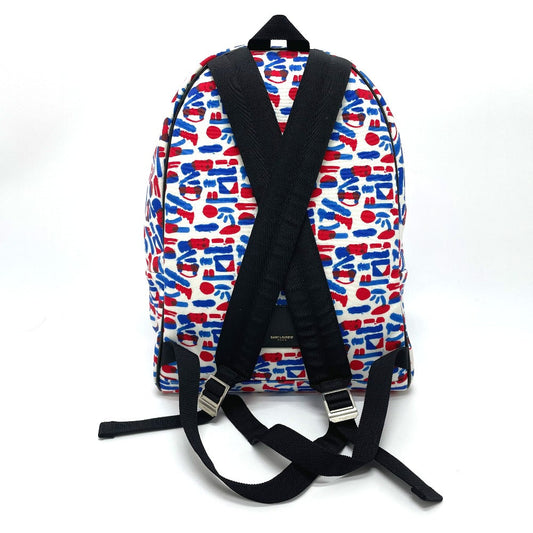 SAINT LAURENT PARIS Backpack 326865 Leather / canvas White / red / blue Multi total pattern Backpack mens