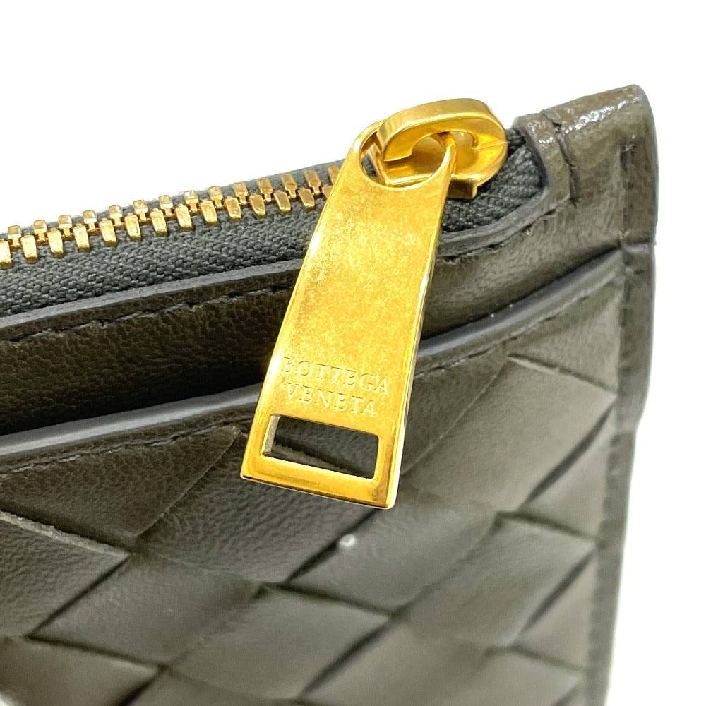 BOTTEGAVENETA Coin case leather Khaki type INTRECCIATO Key pouch unisex(Unisex)
