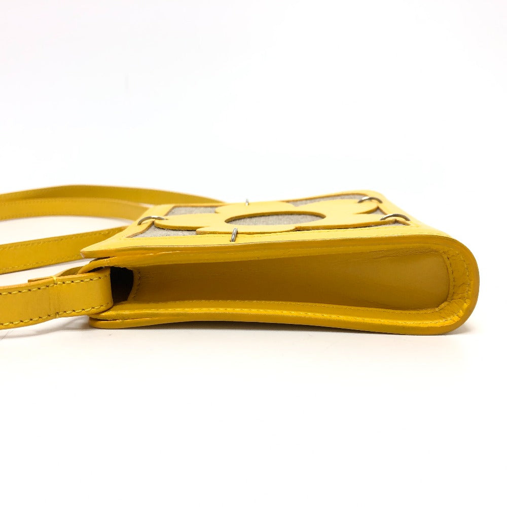 CELINE Shoulder Bag Leather / canvas Yellow / beige flour