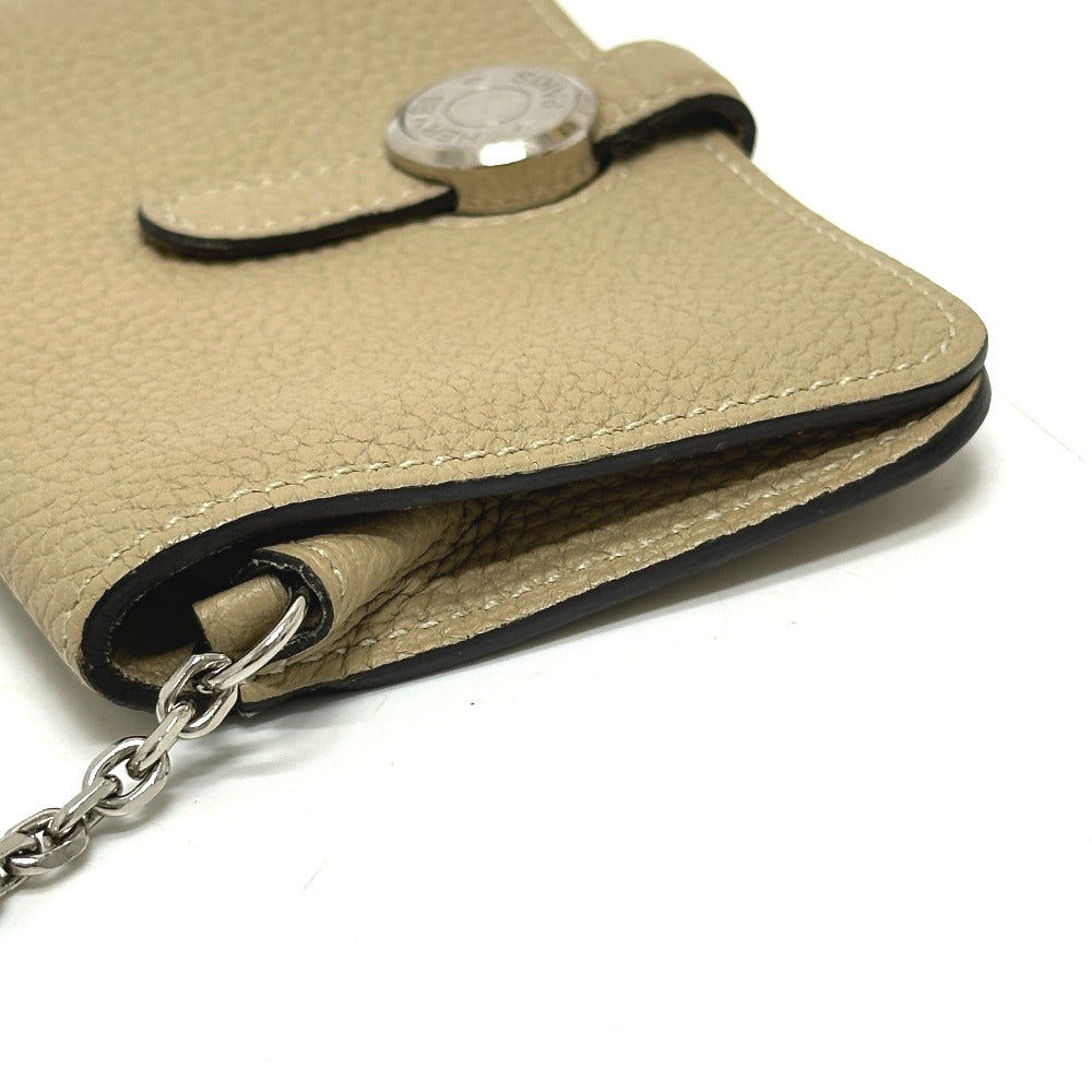 HERMES Coin case Taurillon Clemence beige Dogon Women