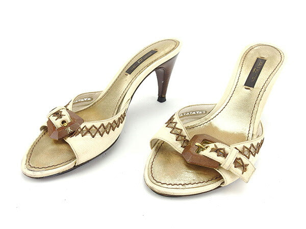 LOUIS VUITTON Mule Beige x brown x gold 35