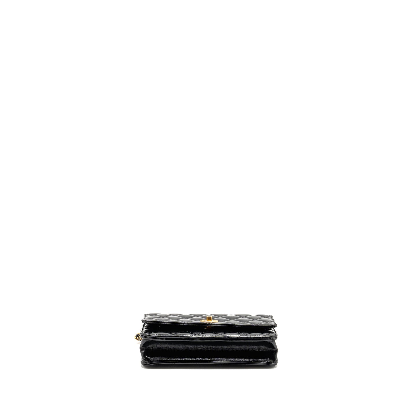 Chanel 24A Wallet On Chain Shiny Calfskin Black GHW (Microchip)