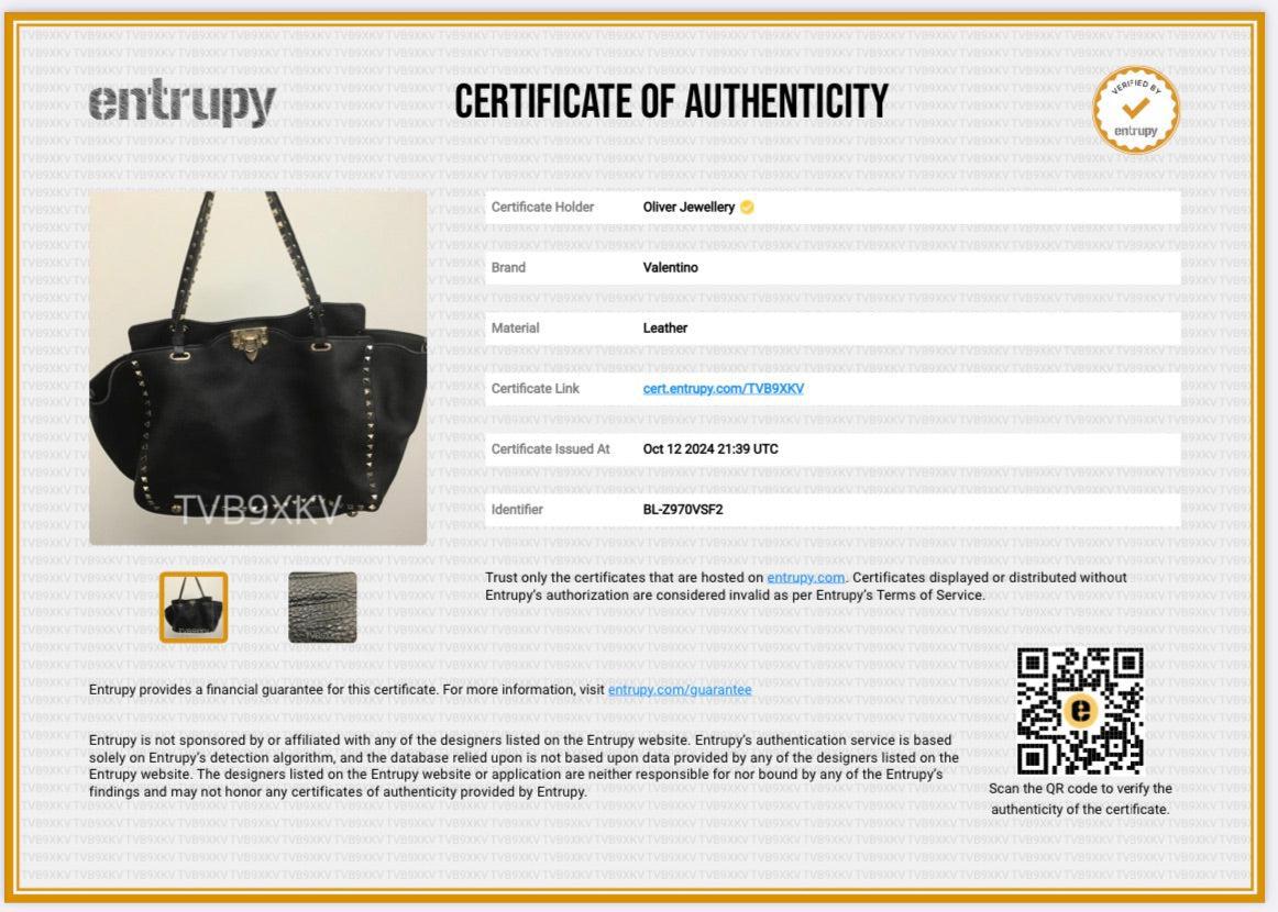 Valentino Black Calfskin Leather Medium Rockstud Tote Bag