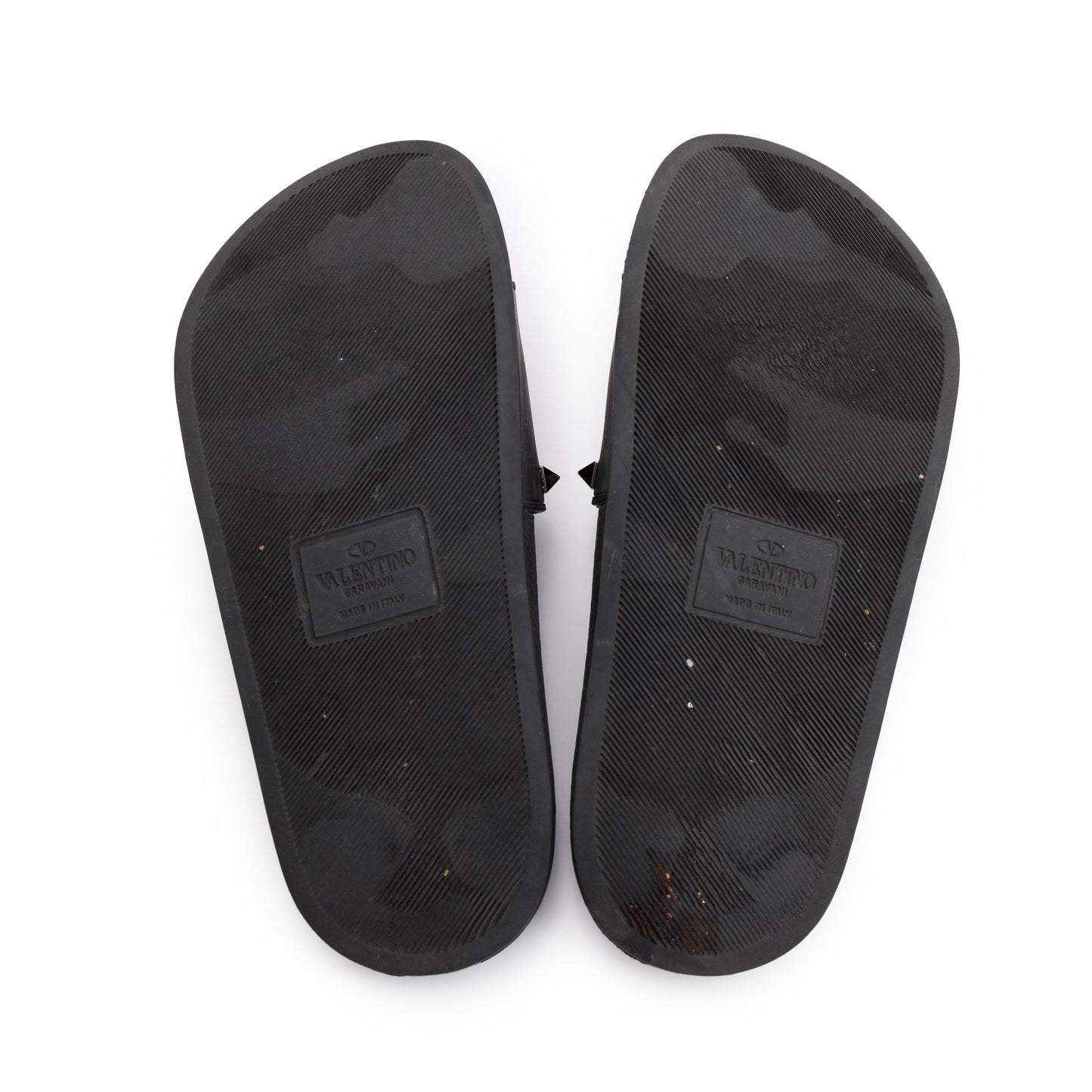 Valentino Black Rubber Rockstud Slide Sandals, Size 35