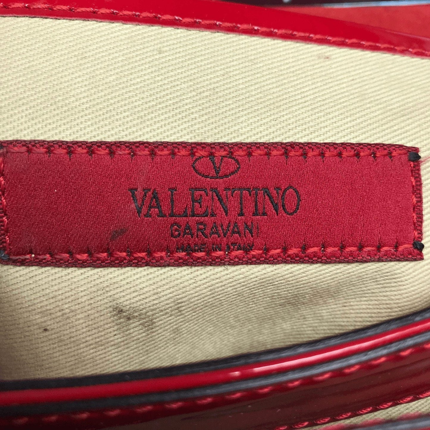 Valentino Small Red Patent Rockstud Va Va Voom Clutch Bag