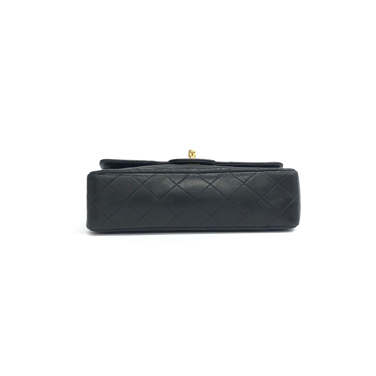 Chanel Vintage Classic Flap Small Black Lambskin Leather Double Flap 24k Gold Hardware