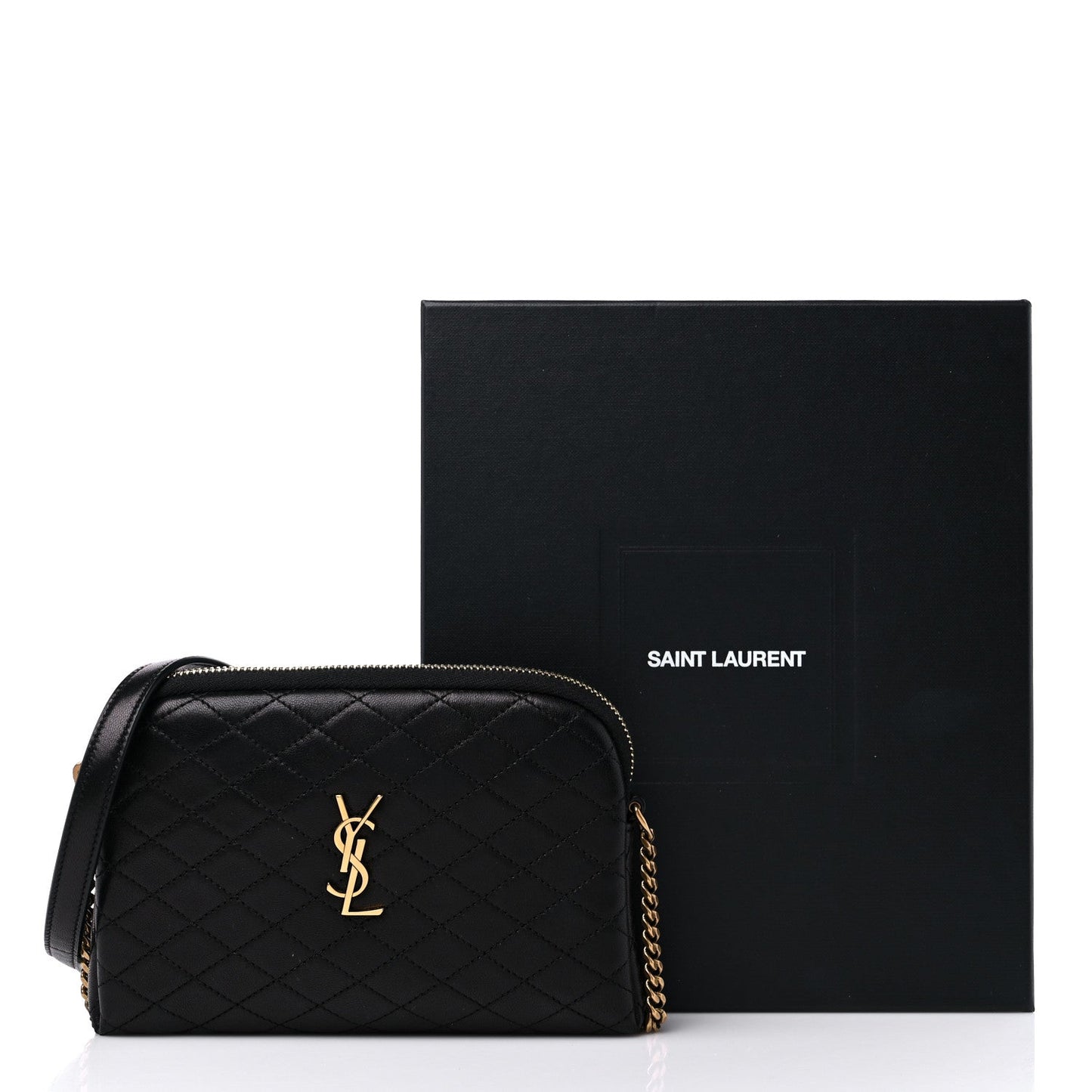 YSL LAMBSKIN QUILTED GABY ZIPPED POUCH CROSSBODY