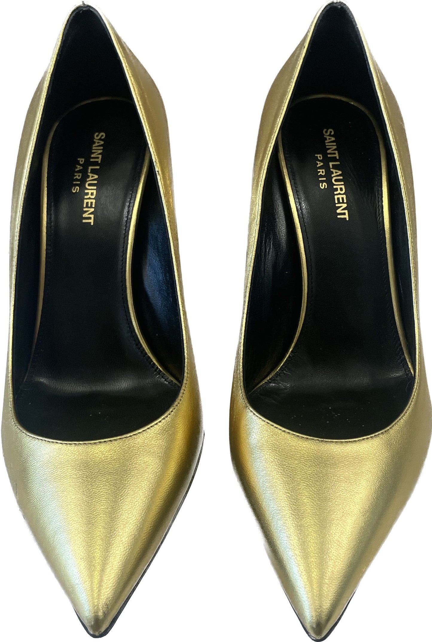 YSL METALLIC GOLD CALFSKIN LEATHER OPYUM PUMPS