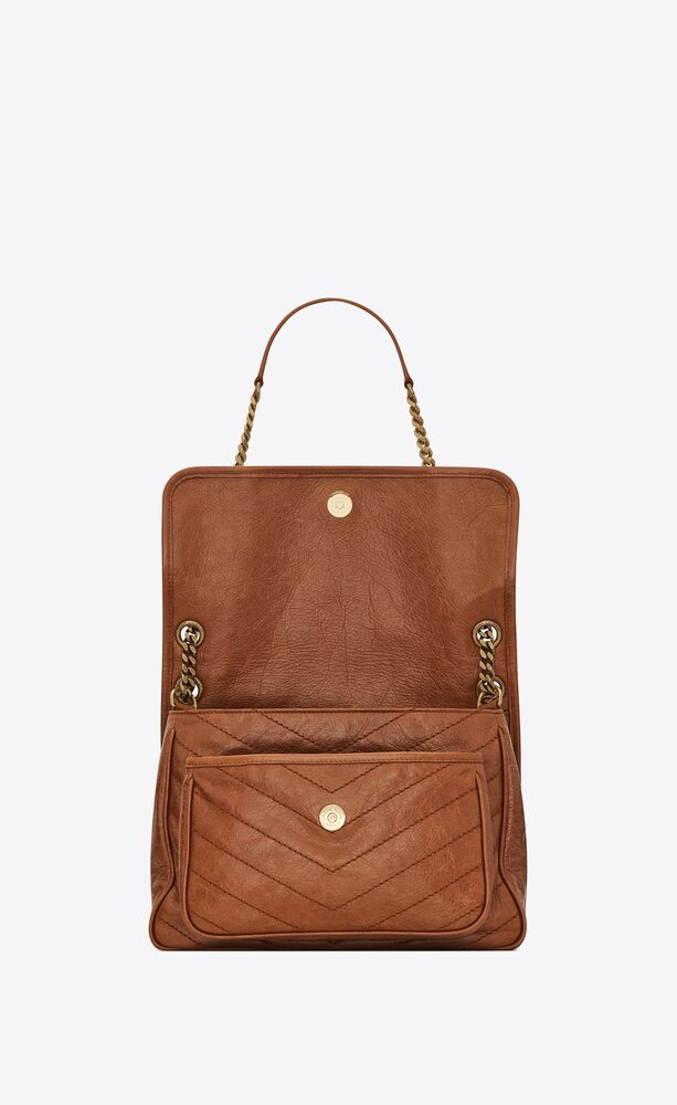 YSL NIKI MEDIUM CHAIN BAG IN VINTAGE CRINKLED LEATHER