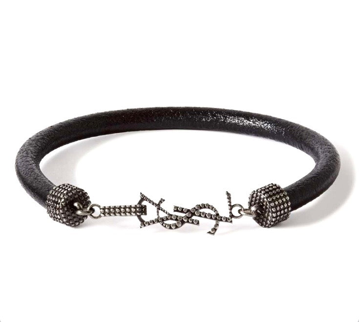 YSL OPYUM EMBELLISHED LEATHER BRACELET