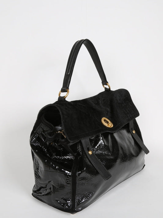 SAINT LAURENT PONY HAIR PATENT MUSE TWO BAG