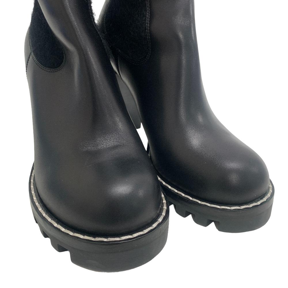 LOUIS VUITTON boots leather black 22 years LV Bobour line Women 40